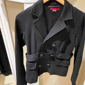 Theory double breasted black blazer with belt